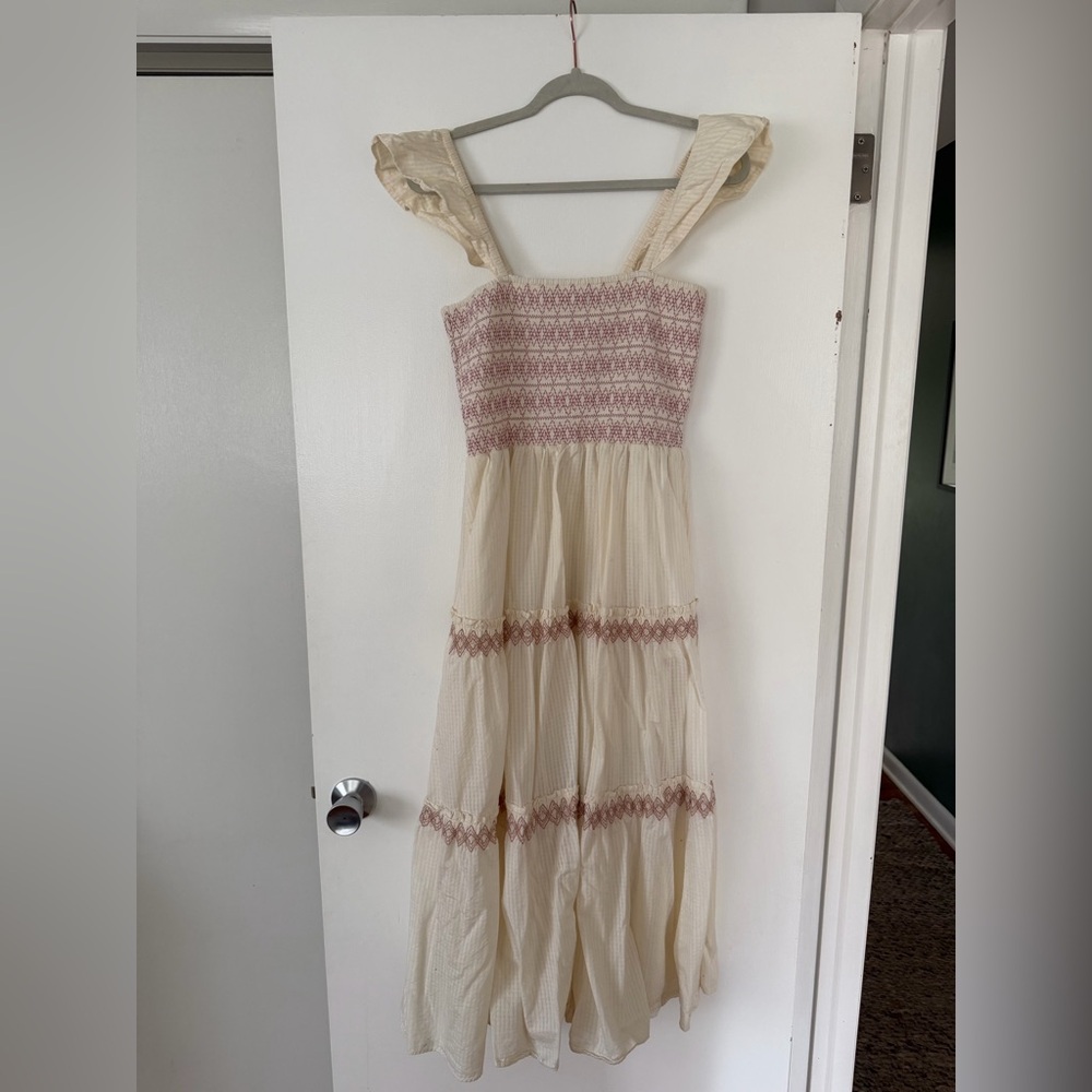 Madewell Lucie smocked embroidered cotton midi dress- new without tag
